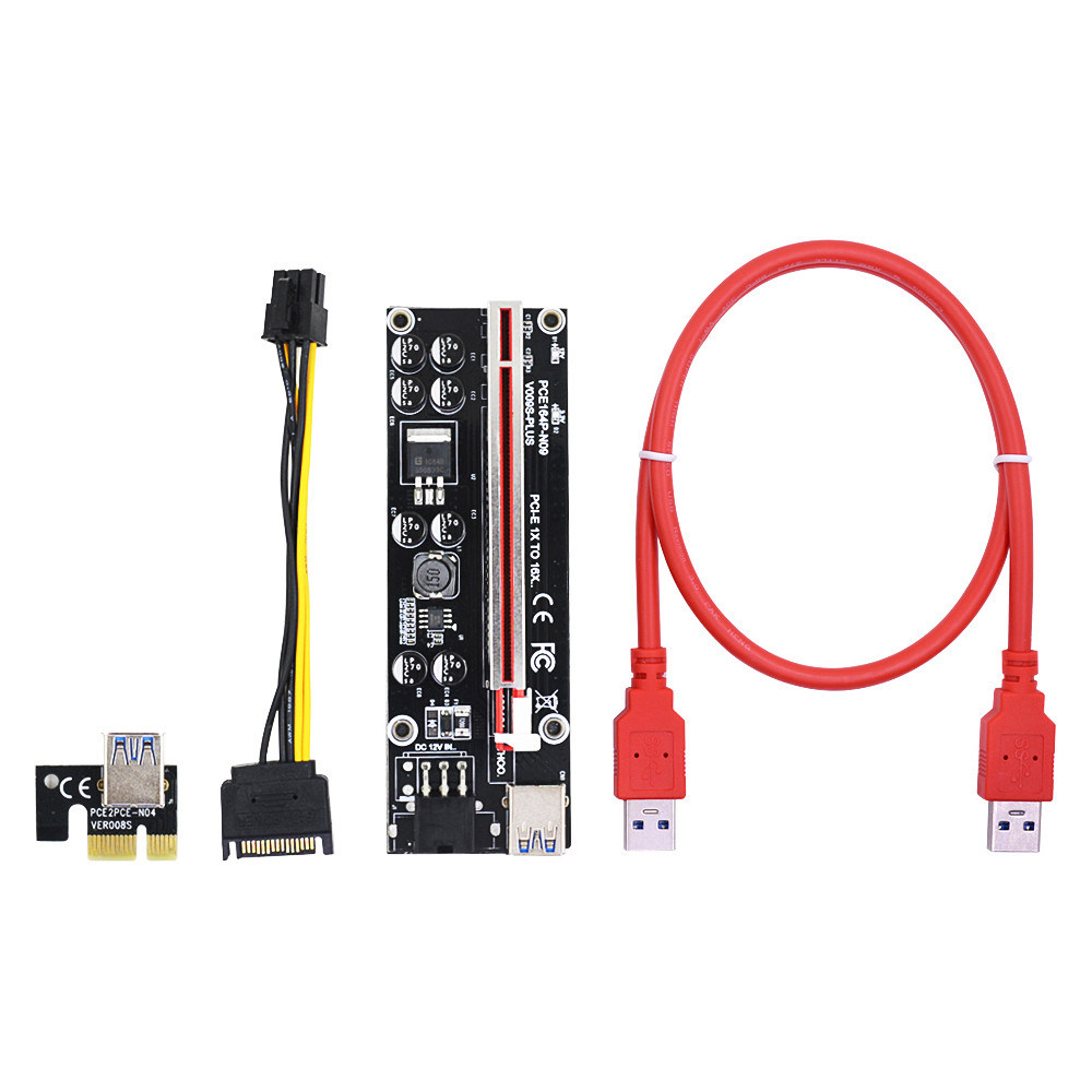 Ver 009s Plus PCI-E Express Riser 6pin 1X to 16X Card Extender USB 3.0 Pcie Power GPU Cable Adapter Ver009s Plus  (MORE STABLE)