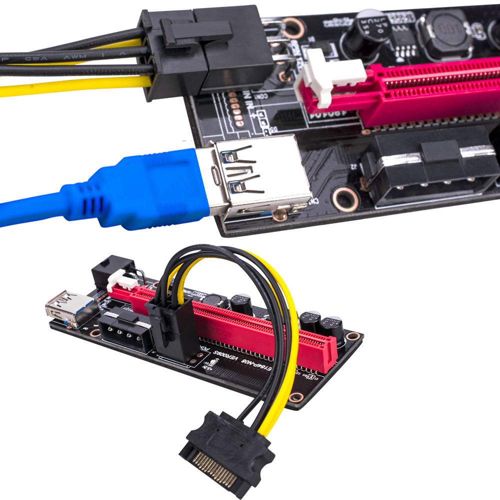 PCI-E 1X to 16X 009 Card Extender USB 3.0 Cable Power GPU PCI Riser 009s Pcie Riser Card for Bitcoin Miner