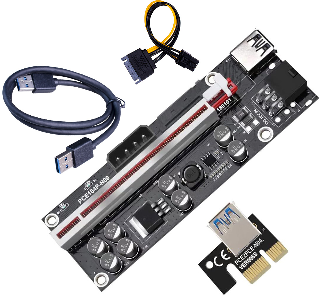 6 Pin 60cm USB3.0 Cable PCI-E Pcie 1X to 16X Mining Riser Card Ver009 Plus