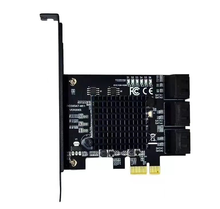 88se9215 Chip 6 Ports SATA 3.0 to Pcie Expansion Card PCI Express SATA Adapter SATA 3 Converter with Heat Sink for HDD