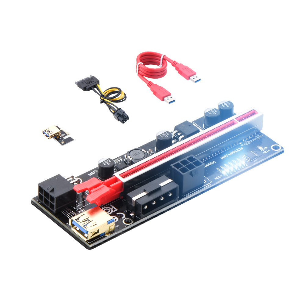 Gold Plated Pcie Ver010s Plus PCI-E 1X to 16X 010 Card Extender Express Adapter USB 3.0 Cable Power GPU PCI 010s Riser
