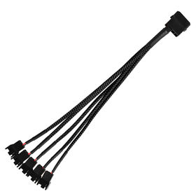 4pin IDE Molex to 5-Port 3Pin/4Pin Power Supply Cable Black Sleeved Cooling Fan Splitter Power